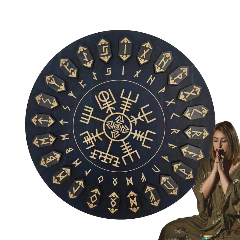 Set de Runas de Bruja — 25 Runas y Tablero de Madera para Adivinación