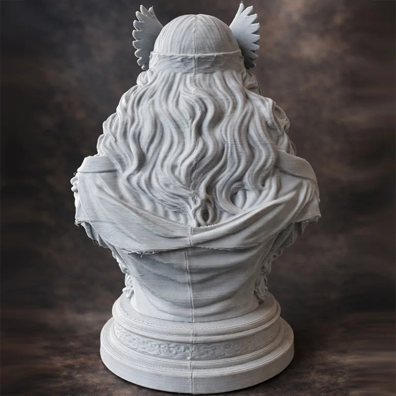 Busto de la Diosa Freyja con Dos Gatos — Figura de Mitología Nórdica