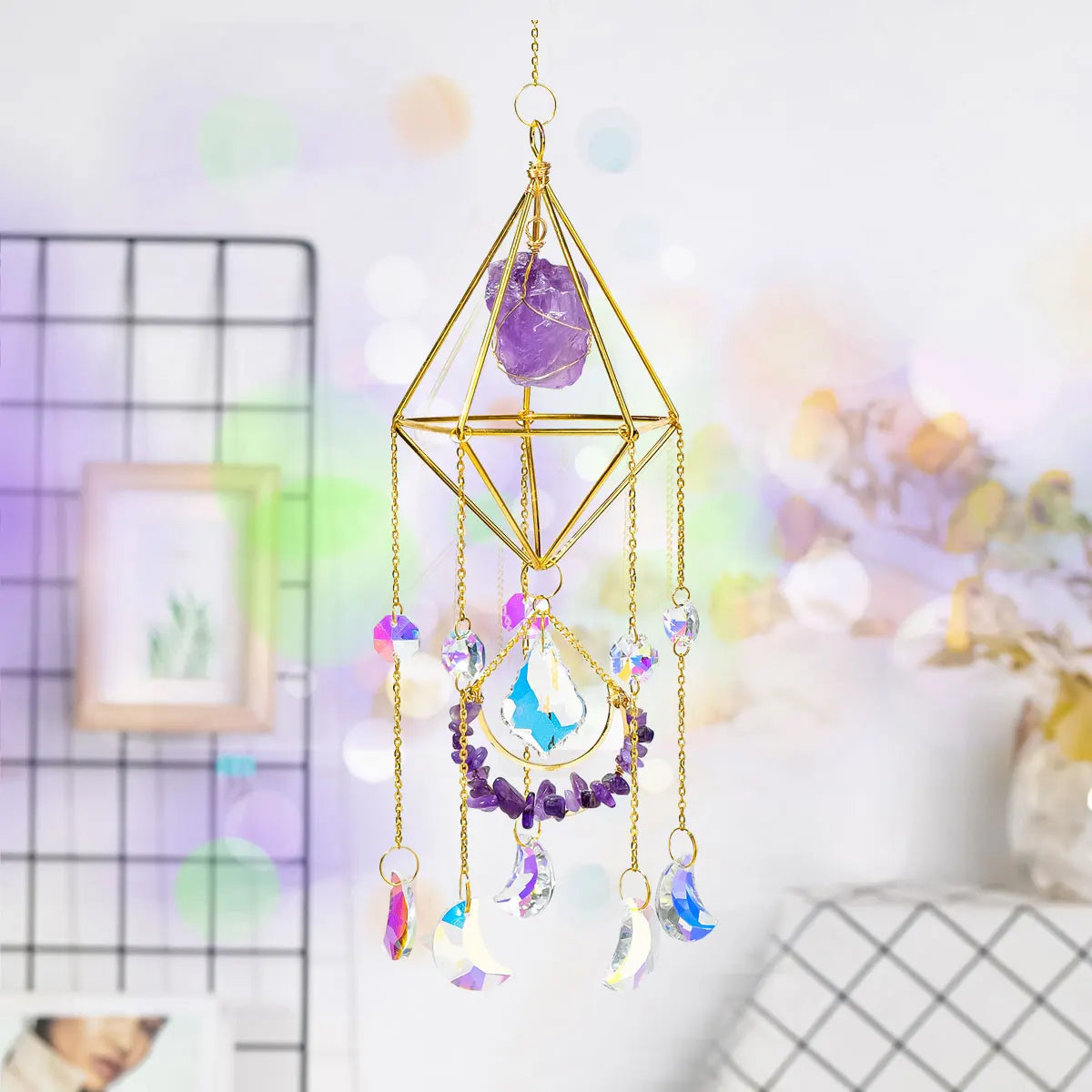 Atrapasol de Cristal con Prisma Arcoíris — Decoración Mágica para Ventanas