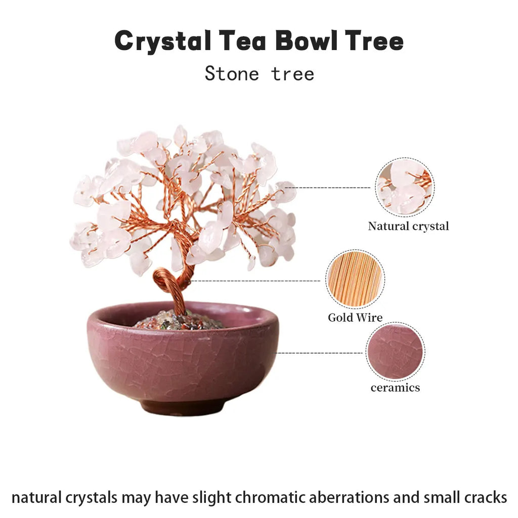 Árbol de la Abundancia con Cristales Naturales — Feng Shui y Decoración Espiritual