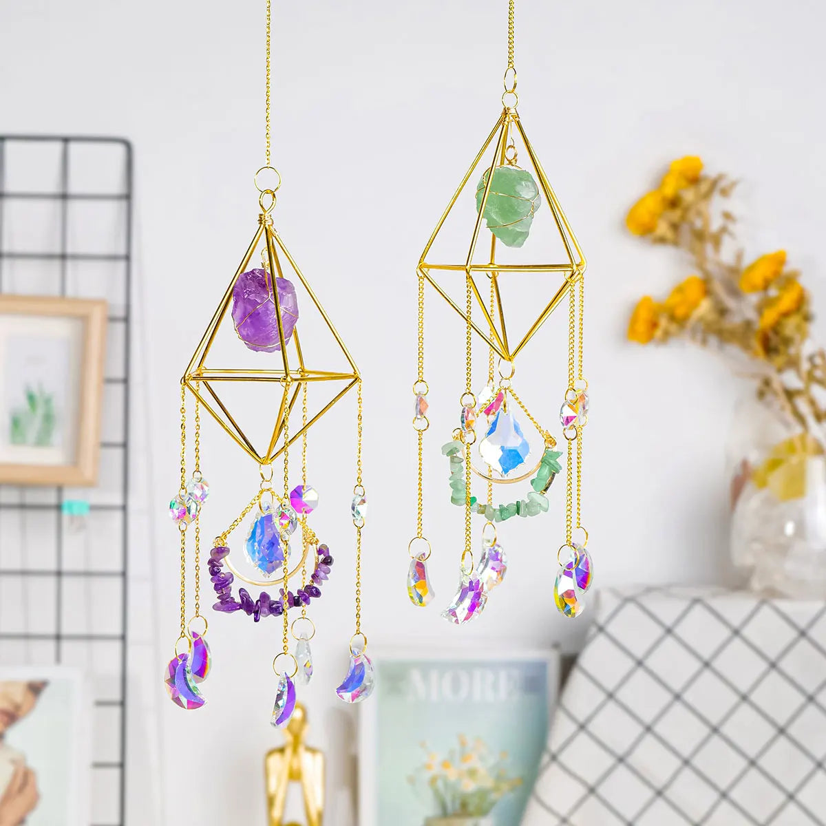 Atrapasol de Cristal con Prisma Arcoíris — Decoración Mágica para Ventanas