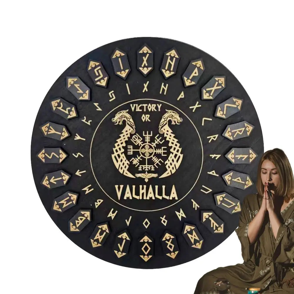 Set de Runas de Bruja — 25 Runas y Tablero de Madera para Adivinación