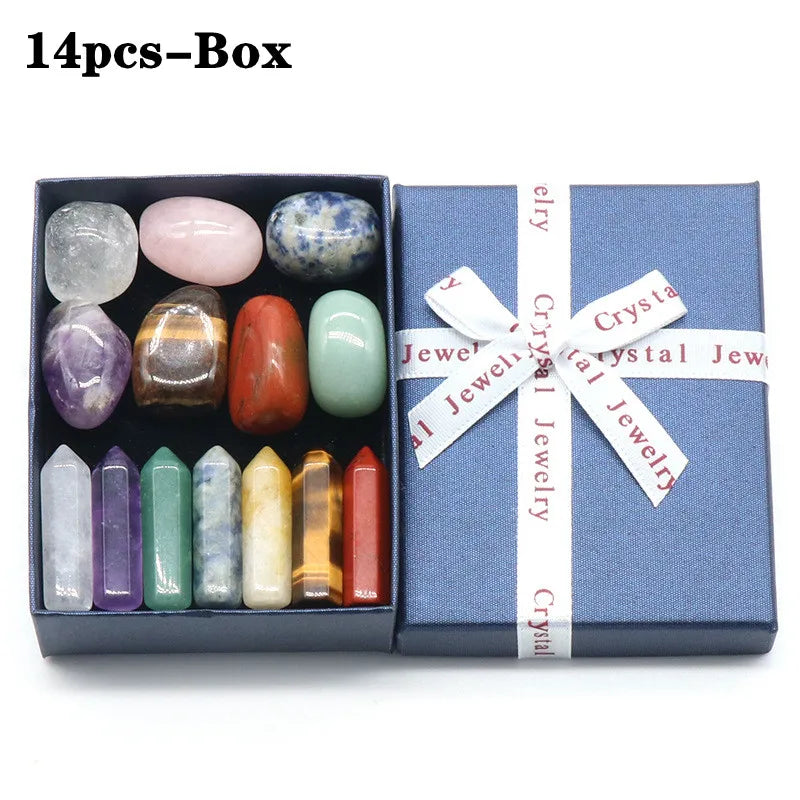 Set de 14 Piedras Naturales de los 7 Chakras — Cristales para Meditación y Rituales