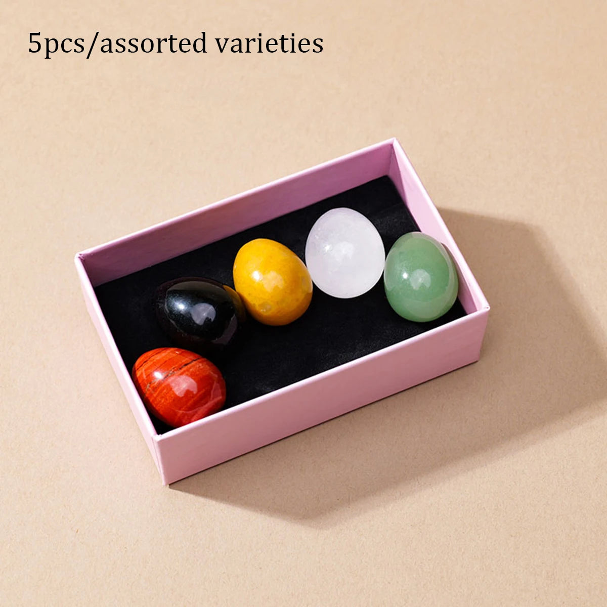 Caja de Mini Huevos de Cristales Naturales — Colección de Minerales