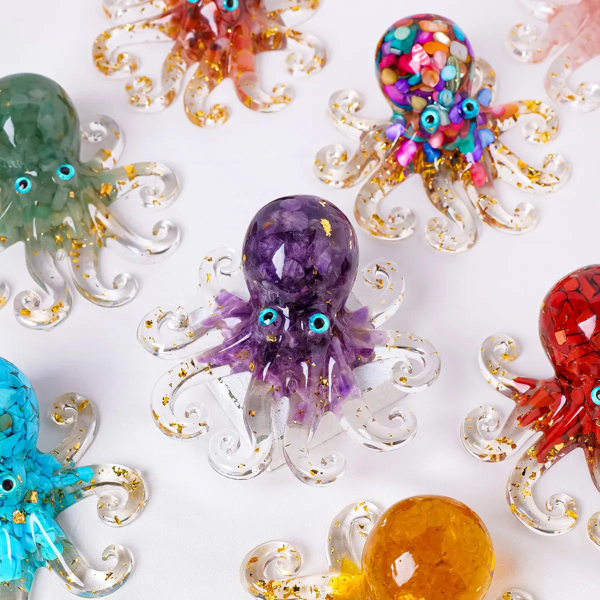 Pulpo de Cristales Naturales — Figura Decorativa Marina