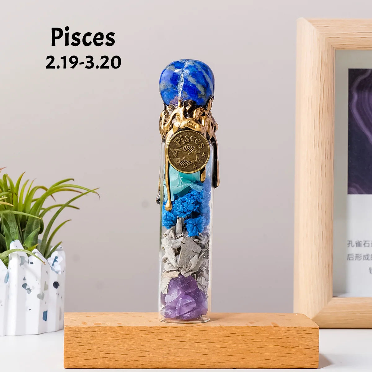 Frasco Zodiacal de Cristales Naturales — Amuleto de los 12 Signos