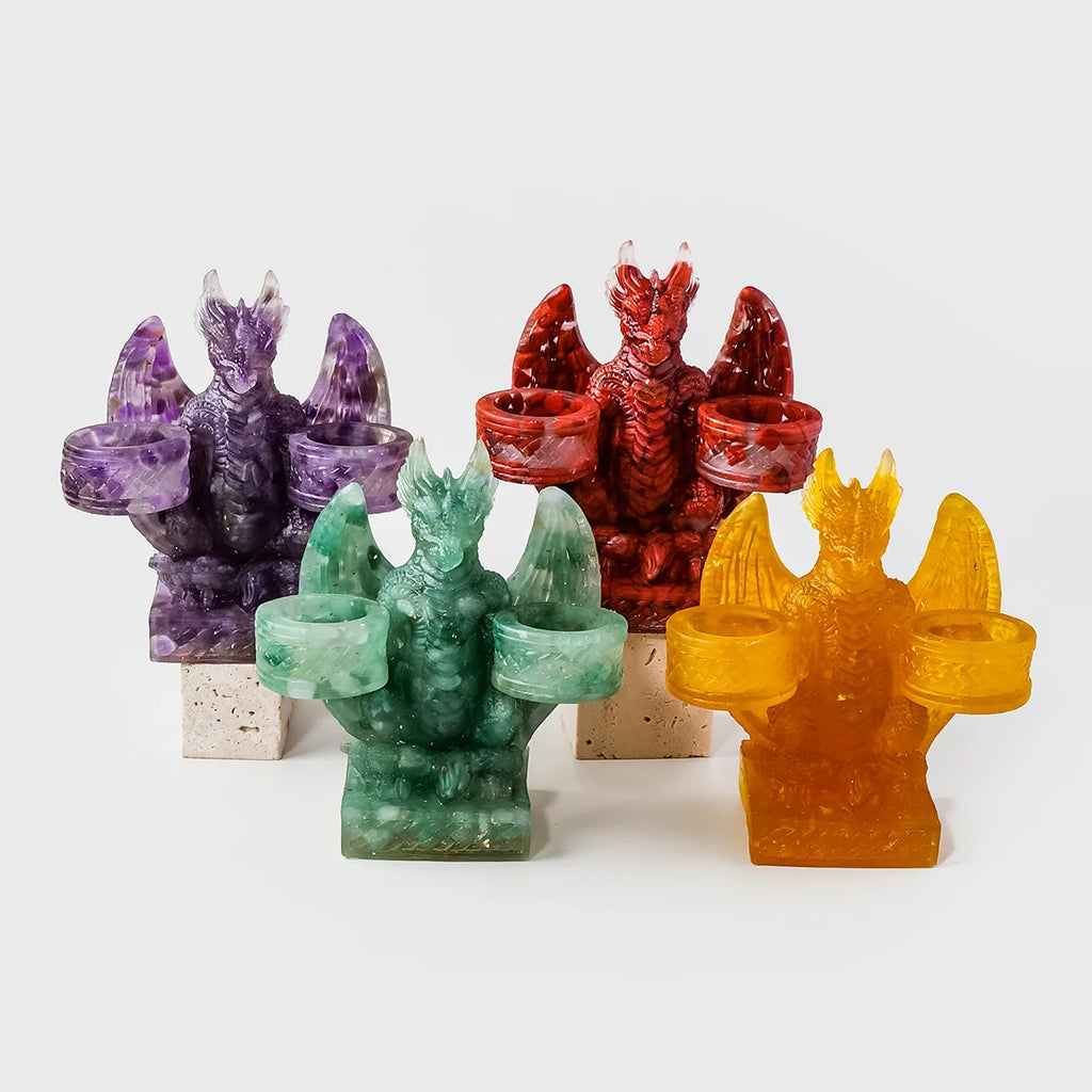 Dragón Guardián de Cristales Naturales — Figura Decorativa de Altar